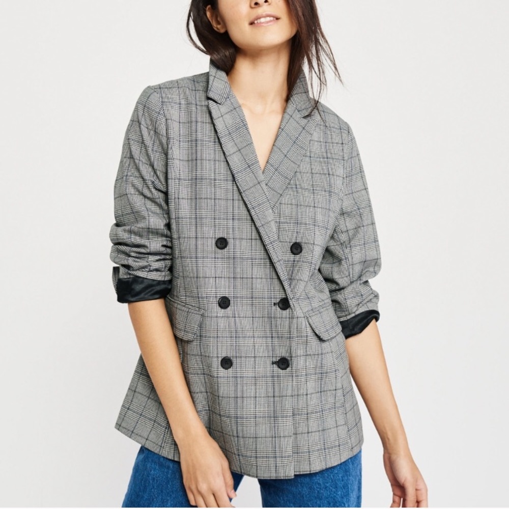 A&F Grey Plaid Blazer